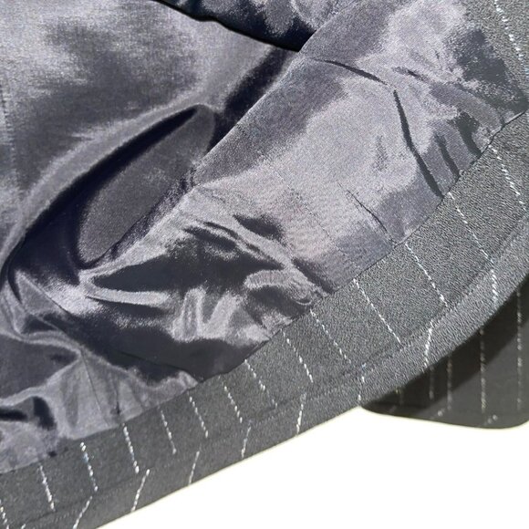 David Hayes Womens Wool Suit Black Size 8 Vintage Crepe Metallic Silver Thread - Picture 9 of 12